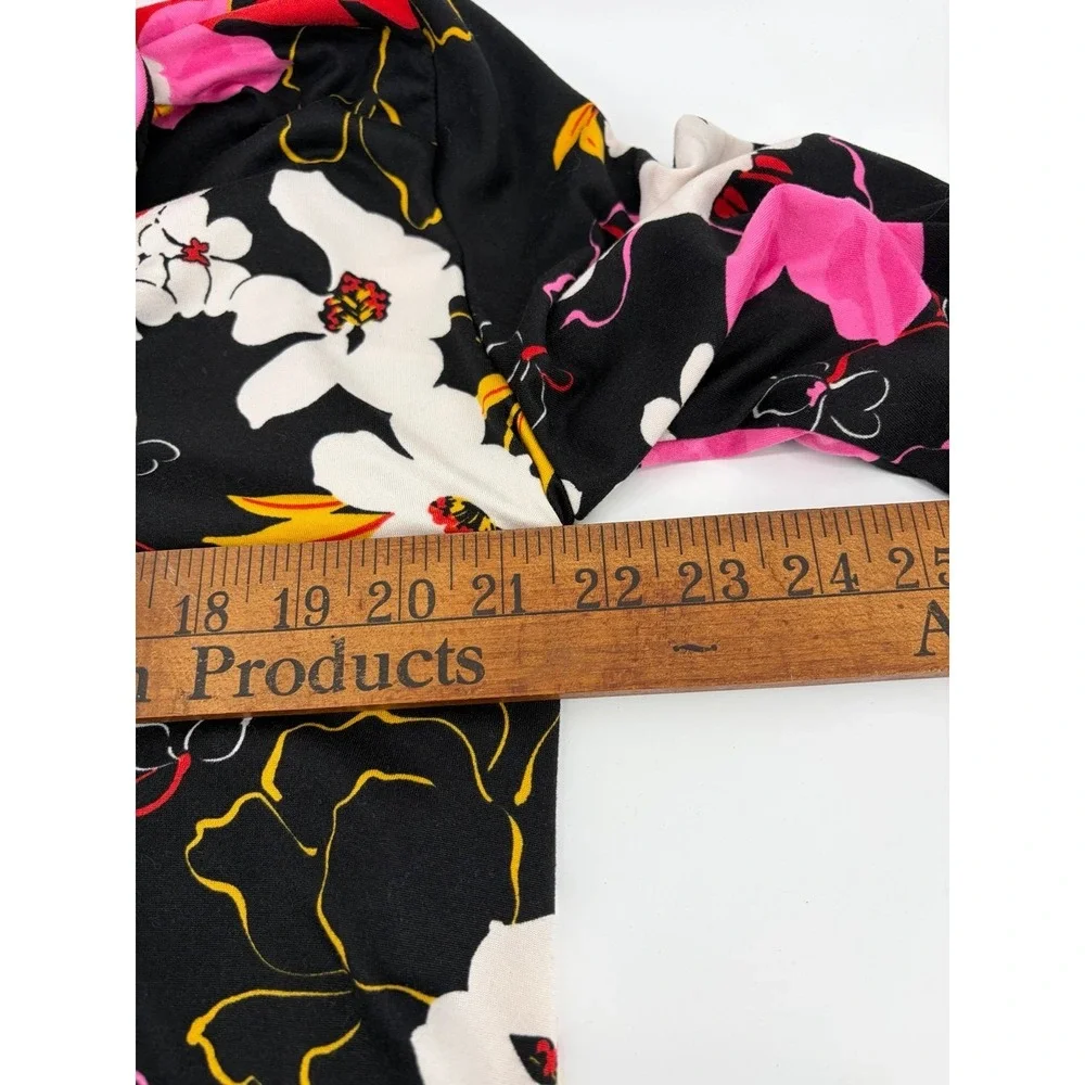 Room Service Pajama Set Shawl Collar Black Floral, Super Soft, Women's Size XXL